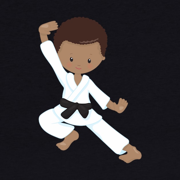 African American Boy, Karate Boy, Kata, Black Belt by Jelena Dunčević